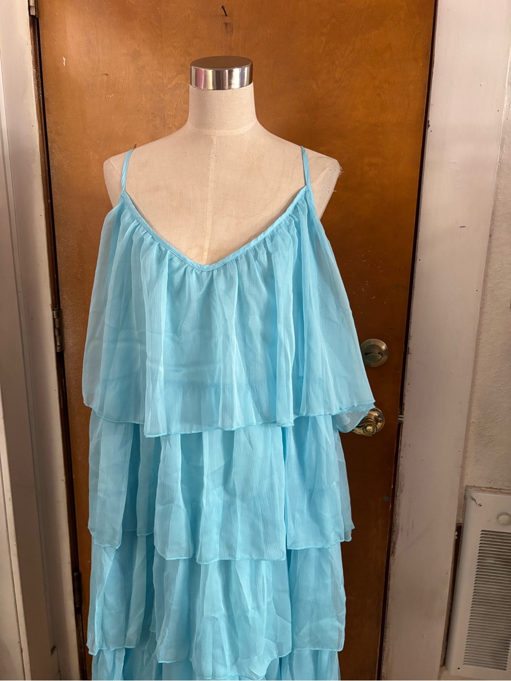 Blue Cake Tier Summer Maxi Dress  Size 18 - Picture 3 of 6